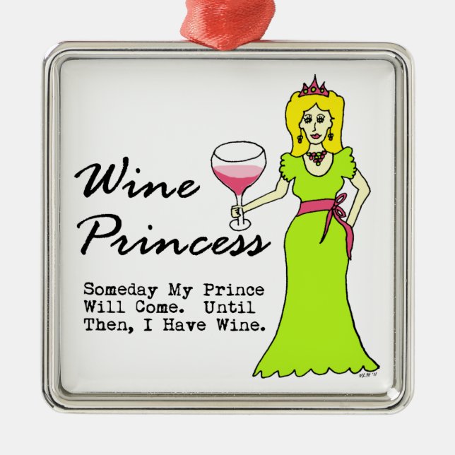 Wine Princess "Someday My Prince Will Come" Metal Tree Decoration (Front)