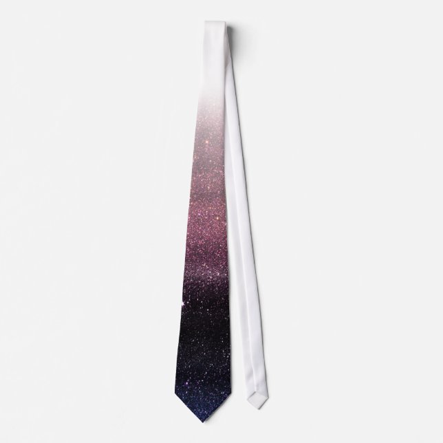 Wine Purple and Navy Blue Faux Glitter Gradient Tie (Front)