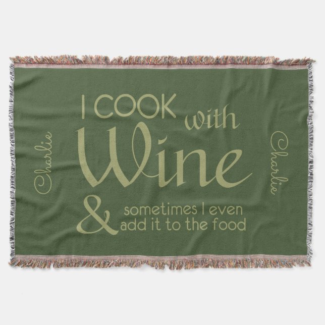 Wine Quote custom name throw blanket (Front)