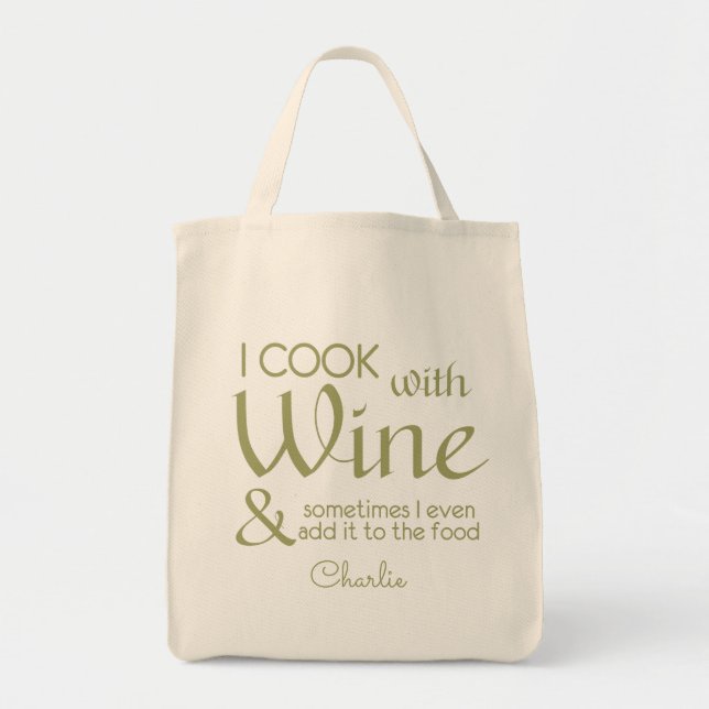 Wine Quote custom name tote bags (Front)
