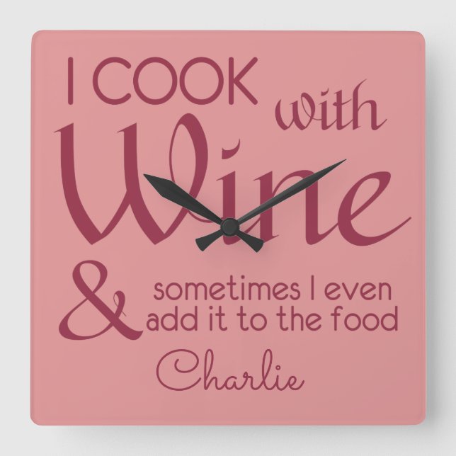 Wine Quote custom name wall clock (Front)