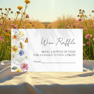 Wine Raffle Game   Wildflower Boho Bridal Shower Enclosure Card