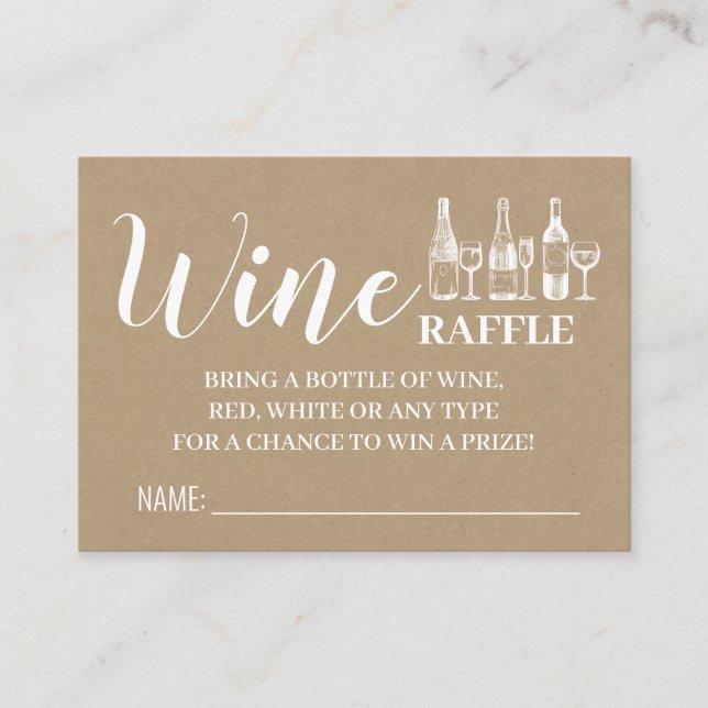 Wine raffle ticket english spanish shower card (Front)