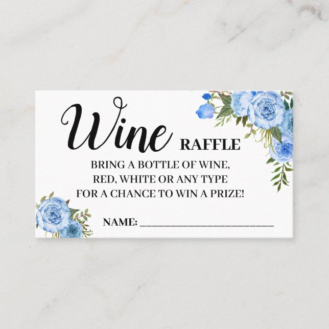 Wine raffle ticket english spanish shower card (Front)