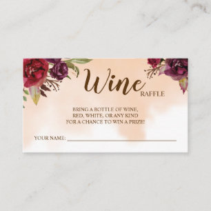 Wine Raffle Wedding   Burgundy  Bridal Shower card