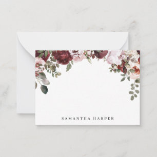 Wine Red and Blush Floral Watercolor Card