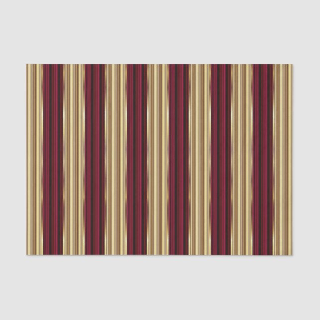 Wine Red and Gold Large Stripes Tissue Paper (Front)
