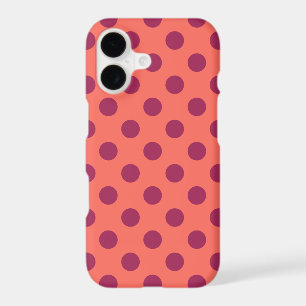 Wine red and living coral polka dots
