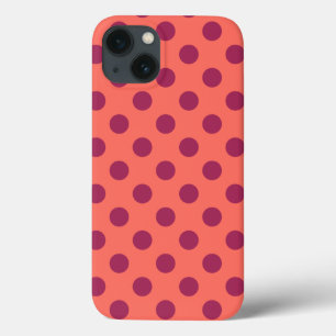 Wine red and living coral polka dots Case-Mate iPh iPhone 13 Case