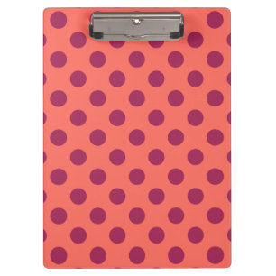Wine red and living coral polka dots clipboard