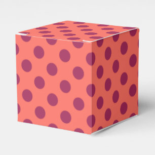 Wine red and living coral polka dots favour box