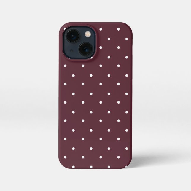 Wine Red and white Polka Dots Phone Cases (Back)