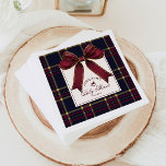 Wine Red Bow Rocking horse plaid Baby Shower Napkin<br><div class="desc">Wine Red Bow Rocking horse plaid Baby Shower Napkins
Matching items available.</div>