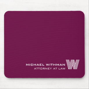 WINE RED Custom Monogram, Name & Profession Mouse Mat