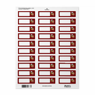 Wine Red Cute Merry Christmas Chilli Blank Address