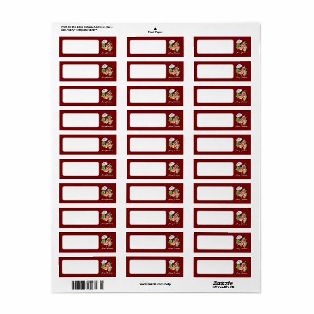 Wine Red Cute Merry Christmas Chilli Blank Address (Full Sheet)