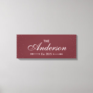Wine Red Family Established Family Name Sign