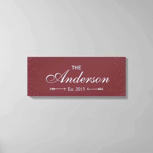 Wine Red Family Established Family Name Sign (Front)