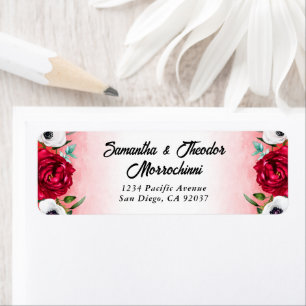 Wine Red Floral Return Address Labels