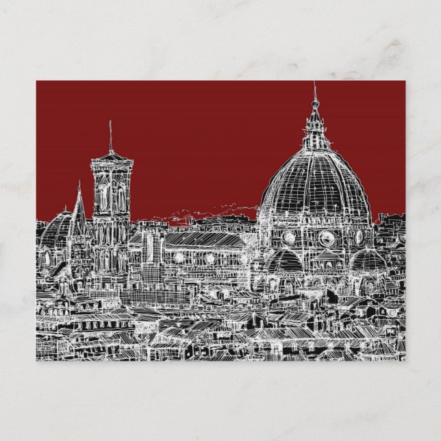 Wine red Florence dome Postcard (Front)