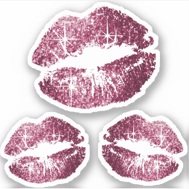 Wine Red Glitter Lips - Kiss-Cut (Front)