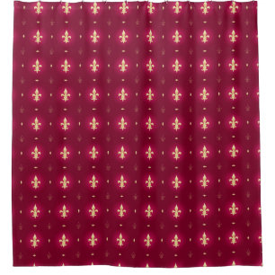 Wine Red & Gold Fleur De Lis Curtain