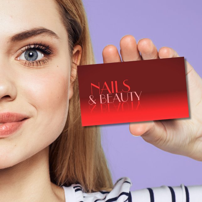 Wine Red Gradient Chic Mirror Font Classic Modern Business Card (Creator Uploaded)