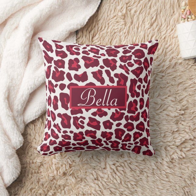 Wine Red Leopard Pattern  Cushion (Blanket)