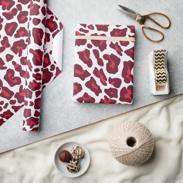 Wine Red Leopard Pattern Wrapping Paper (Crafts)