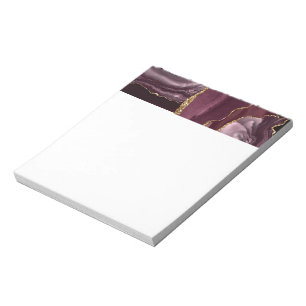 Wine Red Marble Agate Golden Glitter Stylish Glam Notepad