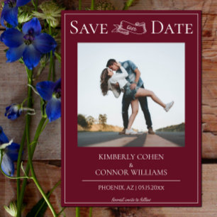 Wine Red Modern Photo Save the Date