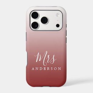 Wine Red Ombre Script Future Mrs Name