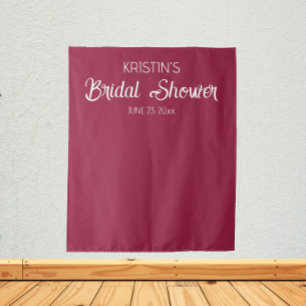 Wine Red Personalised Bridal Shower Photo Backdrop Tapestry