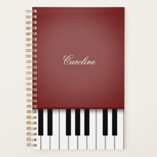 Wine Red Piano Keyboard Personalised Music Planner