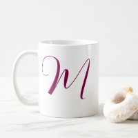 Wine Red Pink Monogram Initial Name Wedding Gift