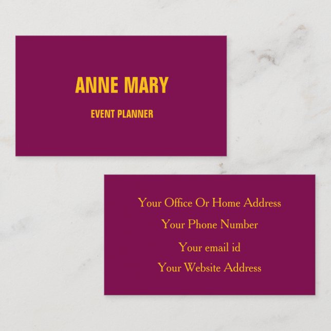 Wine Red Pink Orange Burgundy Maroon Modern Trendy Business Card (Front/Back)