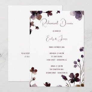 Wine Red Plum Mauve Fall Floral Wedding Invitation