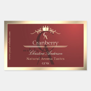 Wine Red Product Label with Gold Frame Monogram