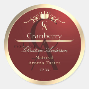 Wine Red Product Label with Gold Frame Monogram