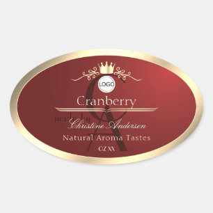 Wine Red Product Labels Gold Frame Logo Monogram