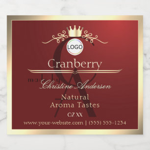 Wine Red Product Labels Gold Frame Logo Monogram