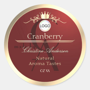Wine Red Product Labels Gold Frame Logo Monogram