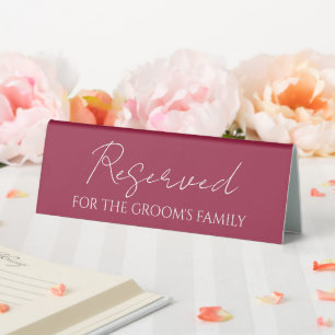 Wine Red Reserved for Groom's Family Wedding