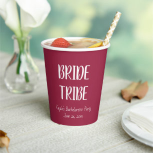 Wine Red Simple Colour Wedding Bride Tribe Paper Cups