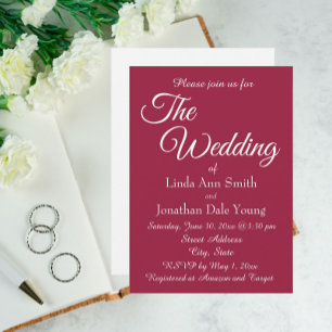 Wine Red Simple Style Wedding Invitation