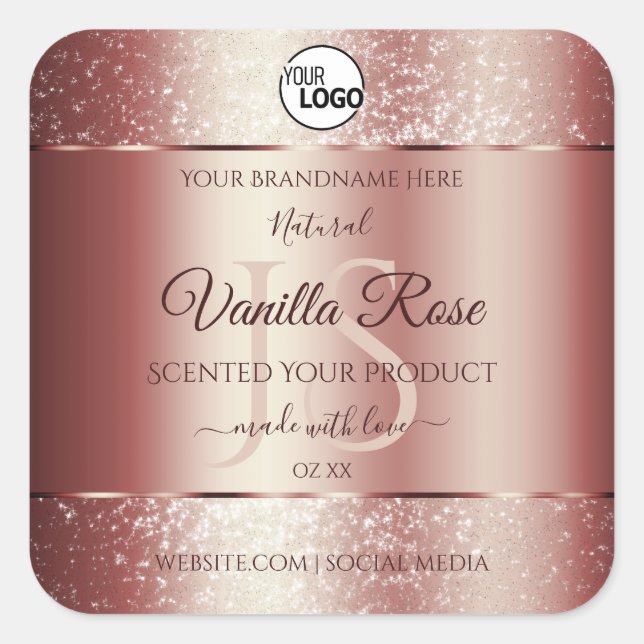 Wine Red Soft Glitter Product Labels Monogram Logo (Front)