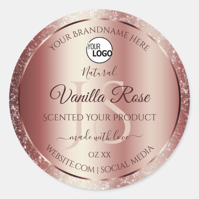 Wine Red Soft Glitter Product Labels Monogram Logo (Front)
