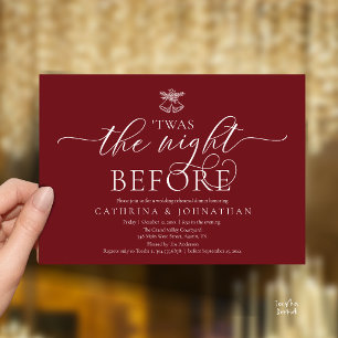 Wine Red 'Twas The Night Before Rehearsal Dinner Invitation