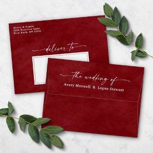 Wine Red Watercolor A7 5x7 Wedding Invitation Envelope