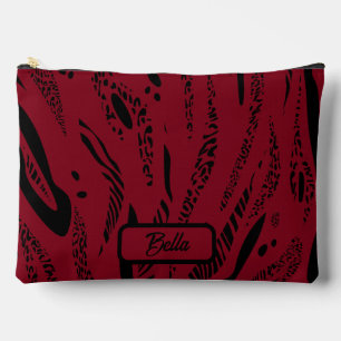 wine red Zebra Pattern Accessory Pouch
